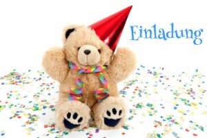 Geburtstagseinladung mit einem Teddybären